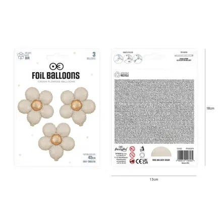 Balon foliowy Kwiat kremowy matowy 45cm 3szt. Balon foliowy Kwiat kremowy matowy 45cm 3szt.