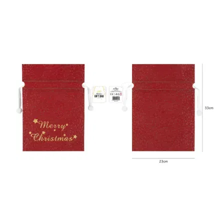Worek na prezenty świąteczny bordowy mały tłoczony