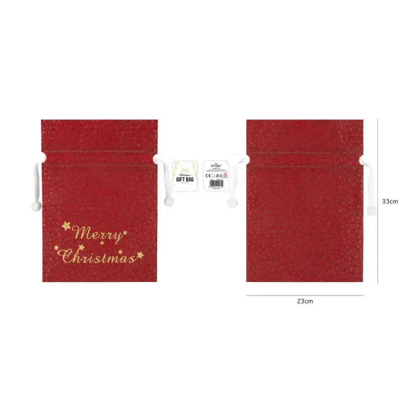 Worek na prezenty świąteczny bordowy mały tłoczony