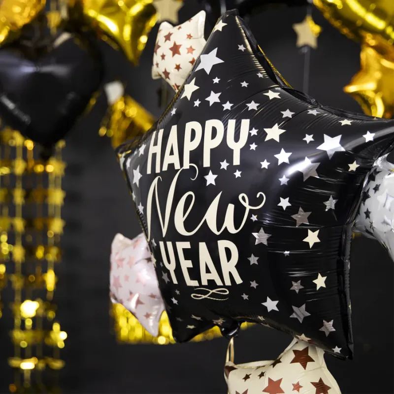 Balon foliowy Gwiazdy Happy New Year 83x90cm Balon foliowy Gwiazdy Happy New Year 83x90cm