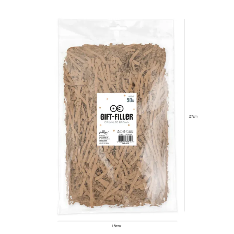 Wypełnienie do prezentów karbowane - brązowe 50g Wypełnienie do prezentów karbowane - brązowe 50g