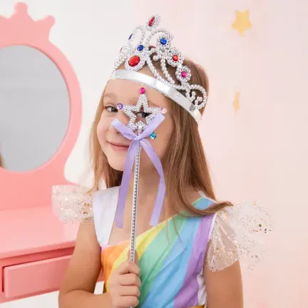 Korona z kolorowymi klejnotami srebrna Korona z kolorowymi klejnotami srebrna