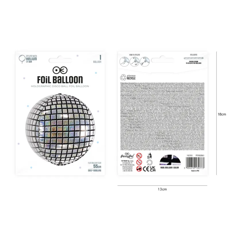 Balon foliowy Kula Disco holograficzna 22cale