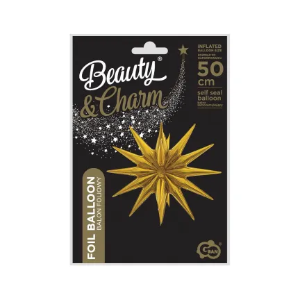 Balon foliowy Gwiazda 3D złota, 50x46cm Balon foliowy Gwiazda 3D złota, 50x46cm