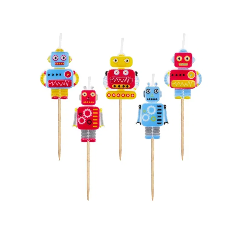 Świeczki pikery Robot, 5 szt.