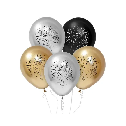 Balony Sylwestrowe Fajerwerki 30 cm 5 szt.
