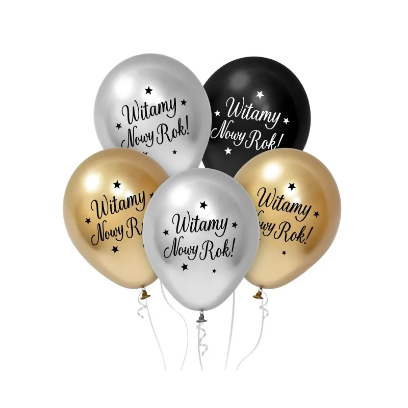 Balony Sylwestrowe Witamy Nowy Rok, 30 cm 5 szt.