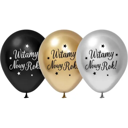 Balony Sylwestrowe Witamy Nowy Rok, 30 cm 5 szt.