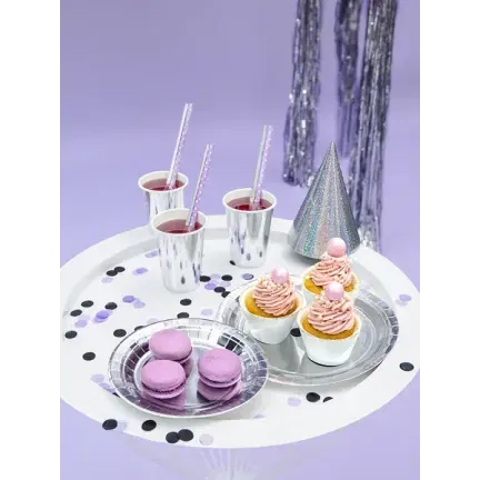 Talerzyki papierowe okrągłe, srebrny, 23cm 6 szt. Talerzyki papierowe okrągłe, srebrny, 23cm 6 szt.