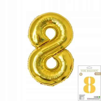 Balon Foliowy Złoty "8" 1m