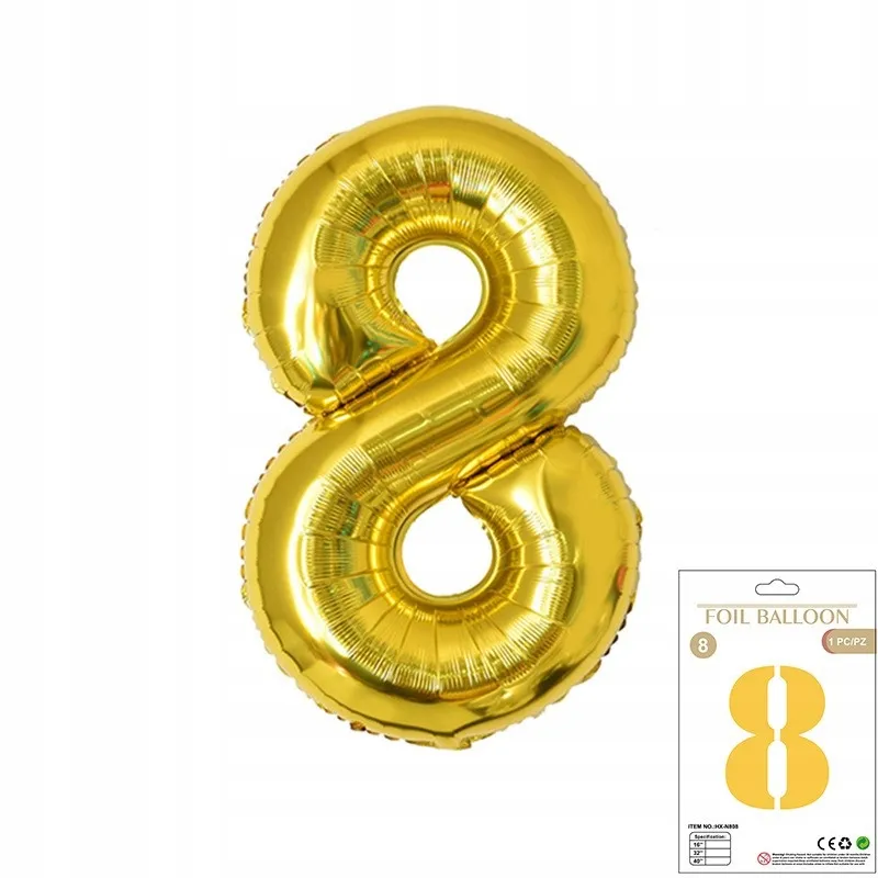 Balon Foliowy Złoty "8" 1m