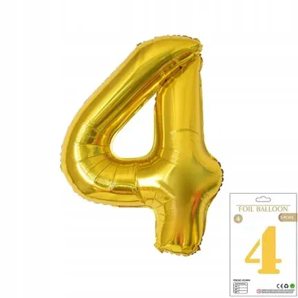 Balon Foliowy Złoty "4" 1m