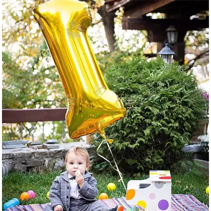 Balon Foliowy Złoty "1" 1m Balon Foliowy Złoty "1" 1m