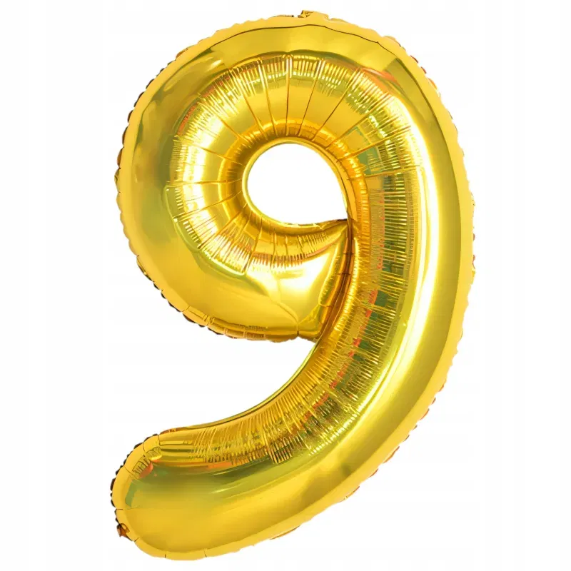Balon Foliowy Złoty "9" 1m