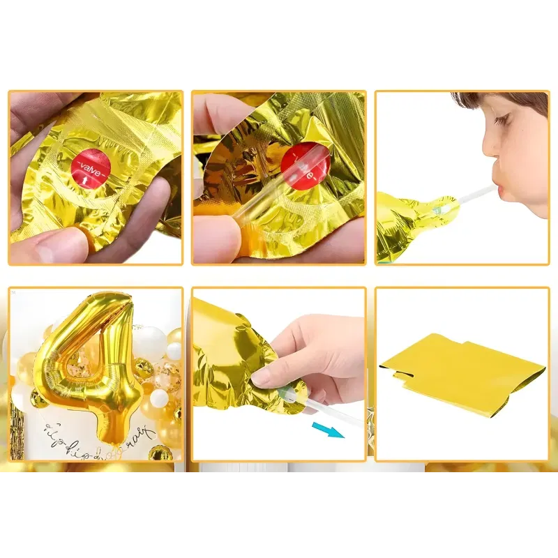 Balon Foliowy Złoty "5" 1m