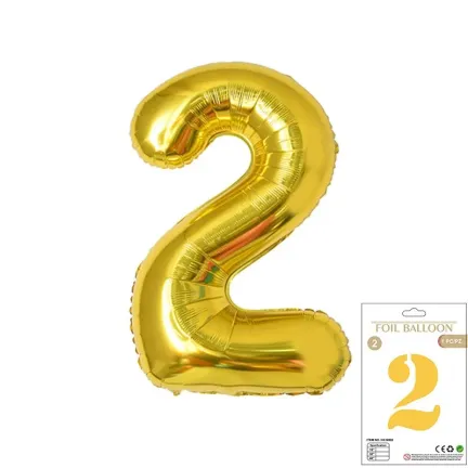 Balon Foliowy Złoty "2" 1m Balon Foliowy Złoty "2" 1m