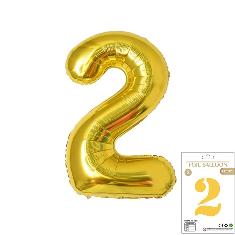 Balon Foliowy Złoty "2" 1m Balon Foliowy Złoty "2" 1m