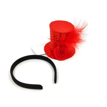 Kapelusik Burleska czerwony cekinowy