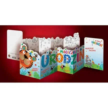 Kartka urodzinowe Harmonijka z Kolorowanką Tygrysek, 11,5x16,5 cm Kartka urodzinowe Harmonijka z Kolorowanką Tygrysek, 11,5x16,5 cm