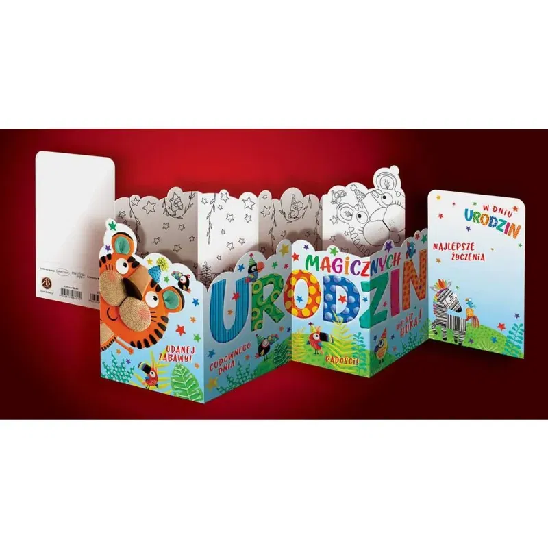 Kartka urodzinowe Harmonijka z Kolorowanką Tygrysek, 11,5x16,5 cm Kartka urodzinowe Harmonijka z Kolorowanką Tygrysek, 11,5x16,5 cm