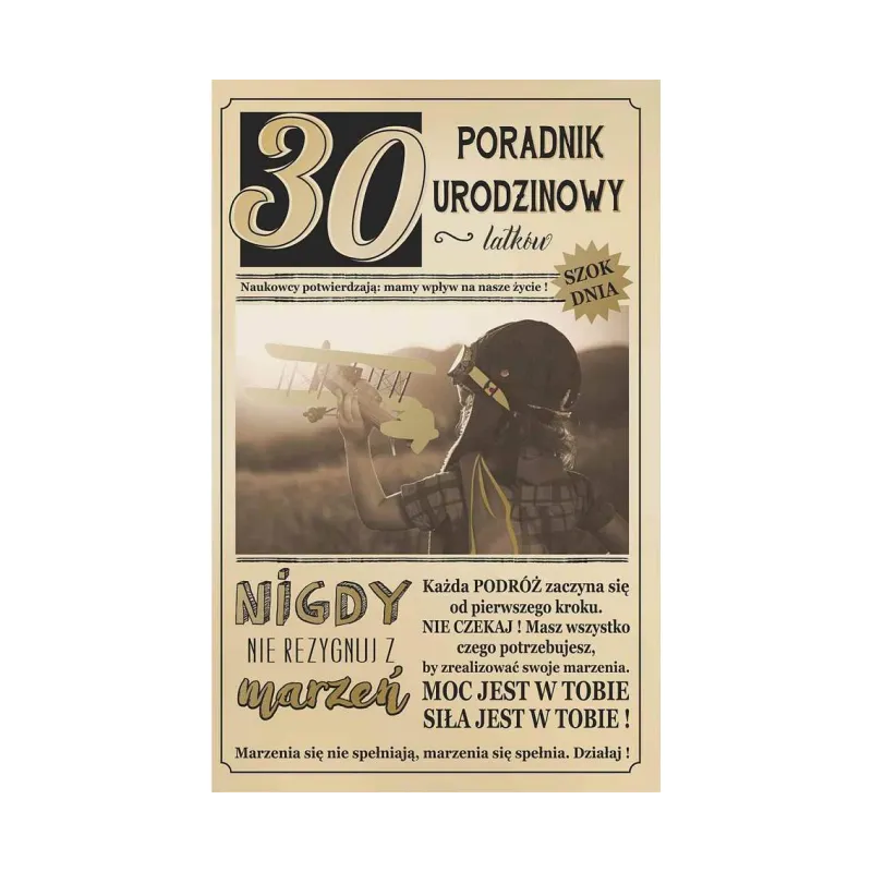Kartka Urodzinowa 30 Urodziny, Chłopiec z samolotem, 13x20,5 cm