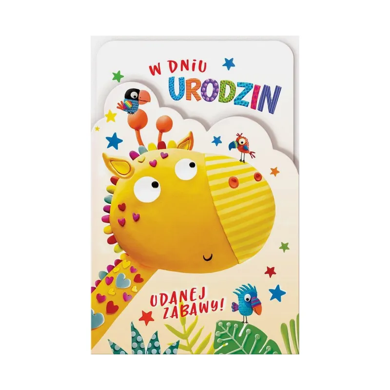 Kartka urodzinowa Harmonijka z Kolorowanką Urodziny, Żyrafa, 11,5x16,5 cm
