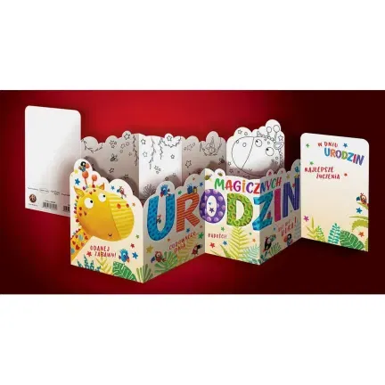 Kartka urodzinowa Harmonijka z Kolorowanką Urodziny, Żyrafa, 11,5x16,5 cm Kartka urodzinowa Harmonijka z Kolorowanką Urodziny, Żyrafa, 11,5x16,5 cm