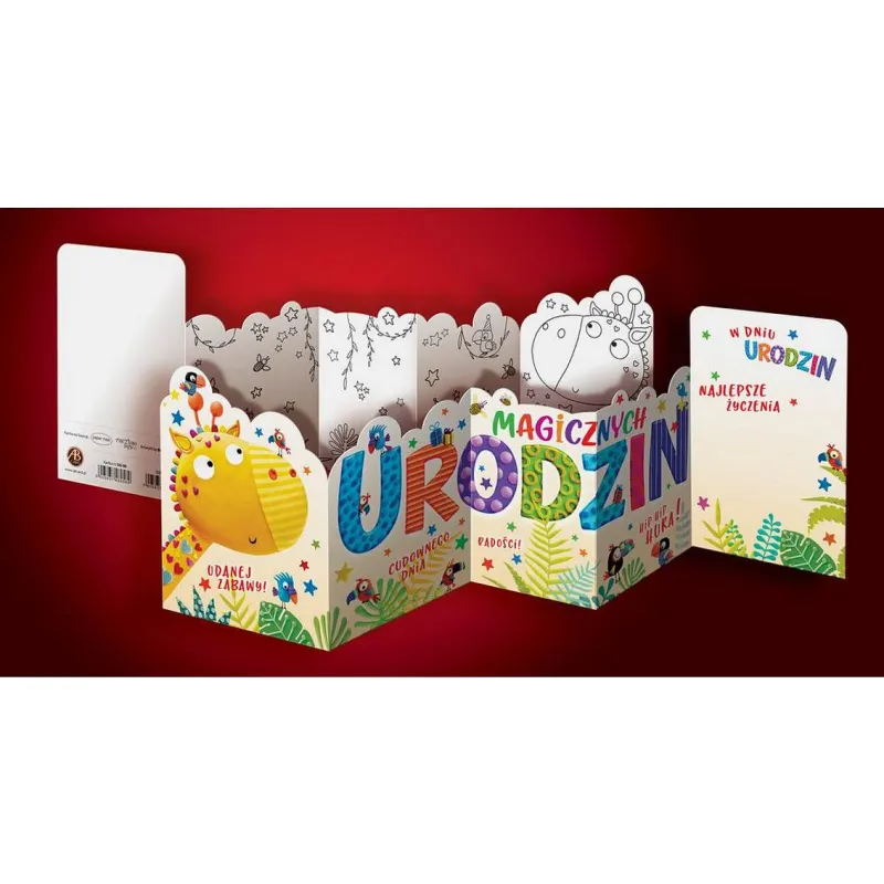 Kartka urodzinowa Harmonijka z Kolorowanką Urodziny, Żyrafa, 11,5x16,5 cm Kartka urodzinowa Harmonijka z Kolorowanką Urodziny, Żyrafa, 11,5x16,5 cm