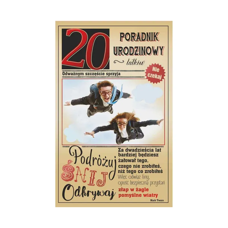 Kartka Urodzinowa 20 Urodziny, Para na spadochronie