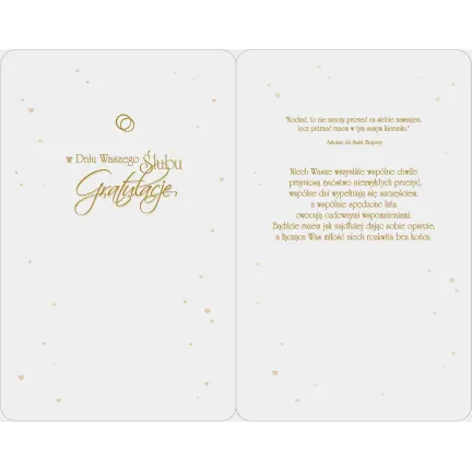 Kartka z Okazji Ślubu złoto różowa, Dwa serca,