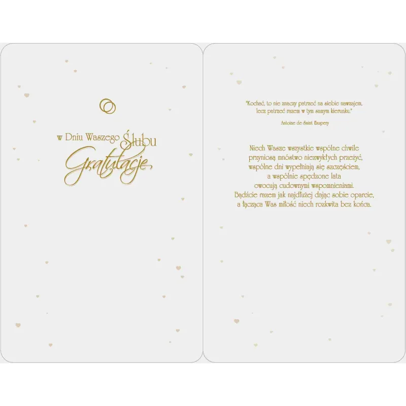 Kartka z Okazji Ślubu złoto różowa, Dwa serca,