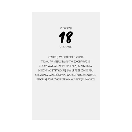 Kartka Urodzinowa 18 Urodziny, Tort z szampanem Kartka Urodzinowa 18 Urodziny, Tort z szampanem