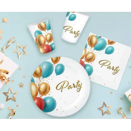 Talerzyki papierowe balony Party, 18 cm, 6 szt.