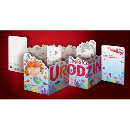 Kartka urodzinowa Harmonijka z Kolorowanką Urodziny, Syrenka Kartka urodzinowa Harmonijka z Kolorowanką Urodziny, Syrenka