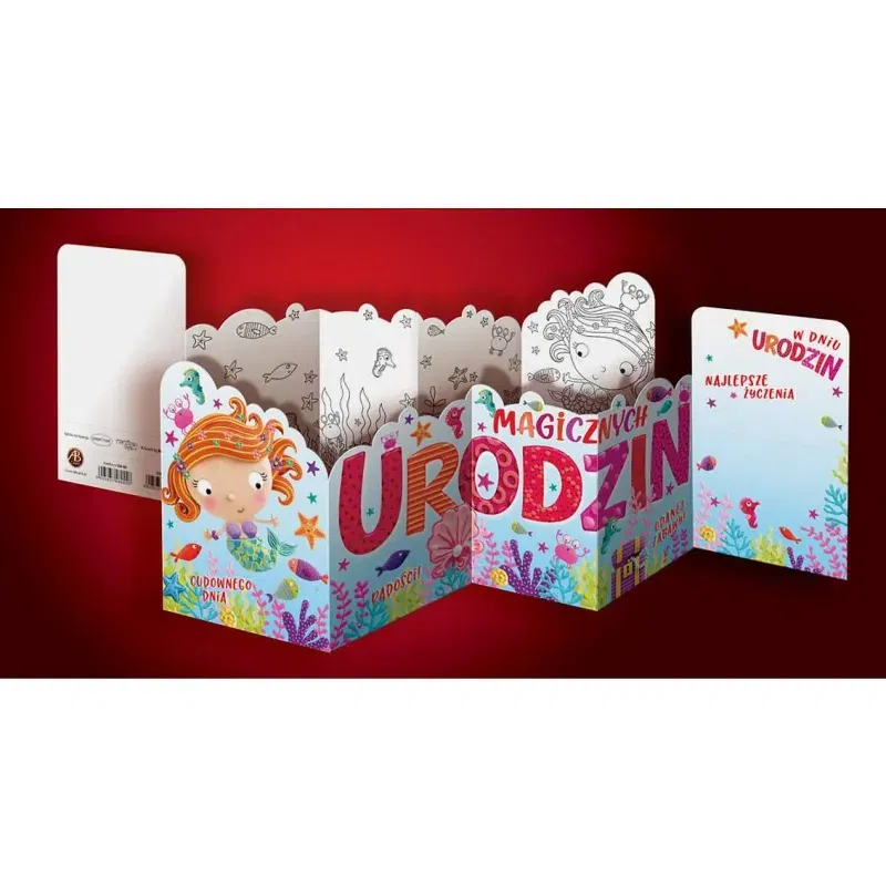 Kartka urodzinowa Harmonijka z Kolorowanką Urodziny, Syrenka Kartka urodzinowa Harmonijka z Kolorowanką Urodziny, Syrenka