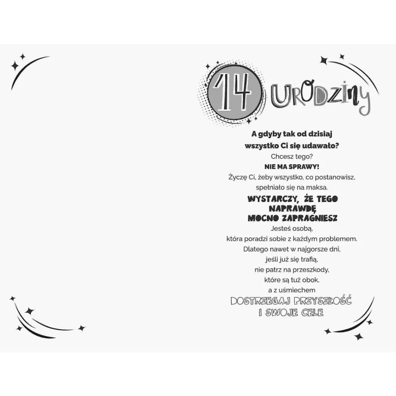 Kartka Urodzinowa 14 Urodziny, Dziewczyna