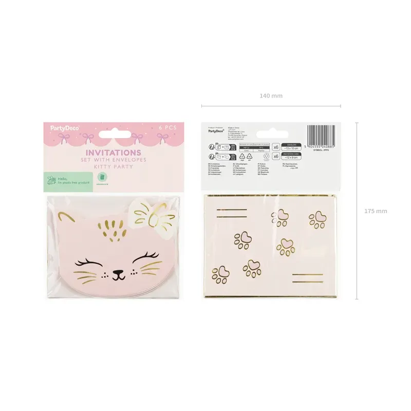 Zaproszenia Kotki, 13 x 10cm 6 szt. Zaproszenia Kotki, 13 x 10cm 6 szt.