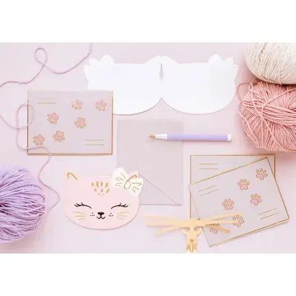 Zaproszenia Kotki, 13 x 10cm 6 szt. Zaproszenia Kotki, 13 x 10cm 6 szt.