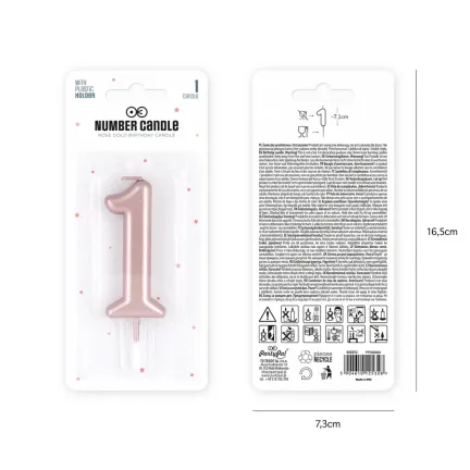 Świeczka cyfra rose gold 1