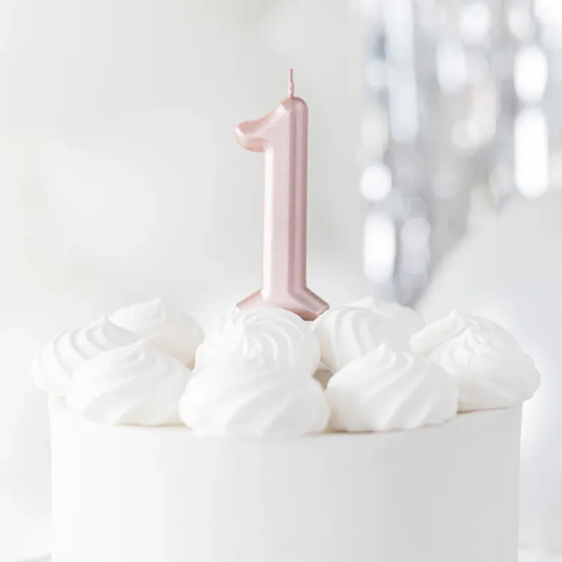 Świeczka cyfra rose gold 1