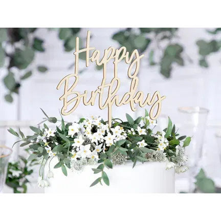 Topper drewniany Happy Birthday, 16.5cm Topper drewniany Happy Birthday, 16.5cm