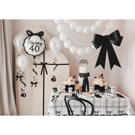 Kubeczki papierowe z kokardkami kremowo-czarne, 220 ml 6szt.