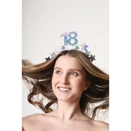 Opaska z gwiazdkami na osiemnastkę 18 srebrna Opaska z gwiazdkami na osiemnastkę 18 srebrna