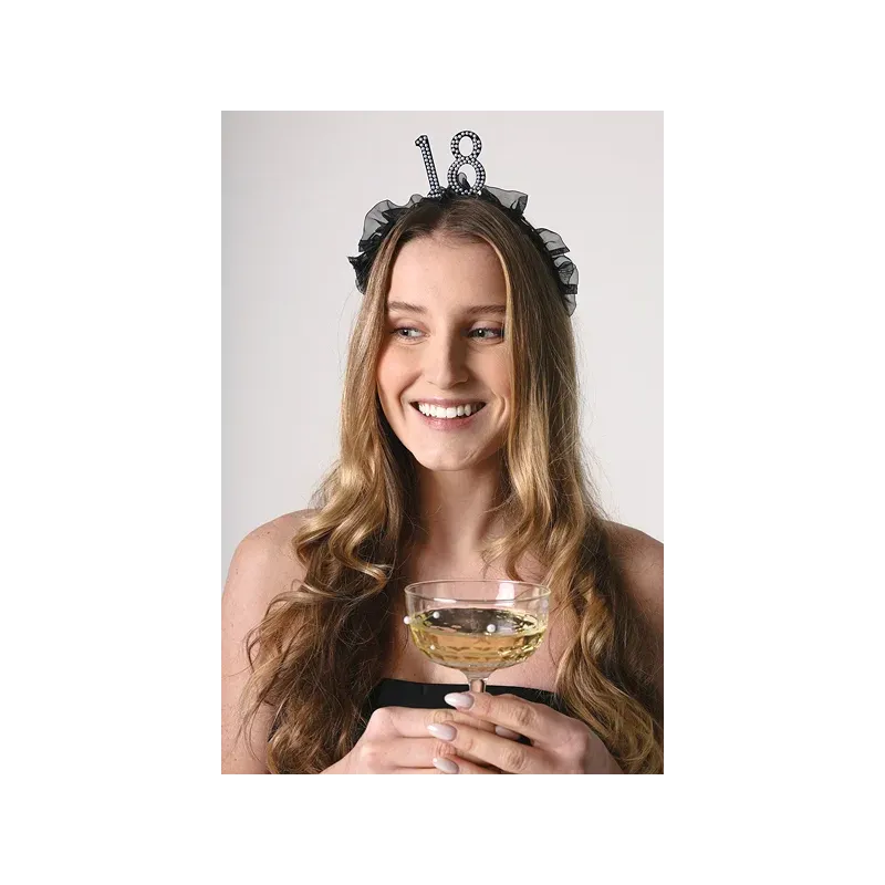 Opaska na osiemnastkę ''18'' z falbanką i perełkami Opaska na osiemnastkę ''18'' z falbanką i perełkami