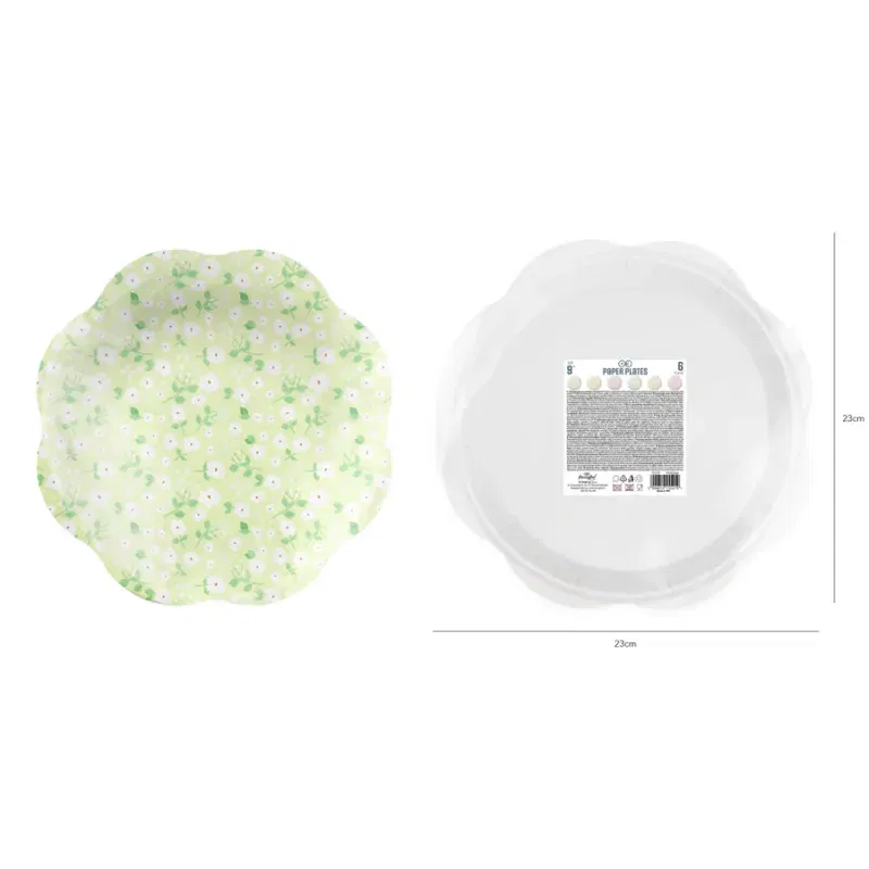 Talerzyk papierowy Łąka 9cali 6szt. zestaw