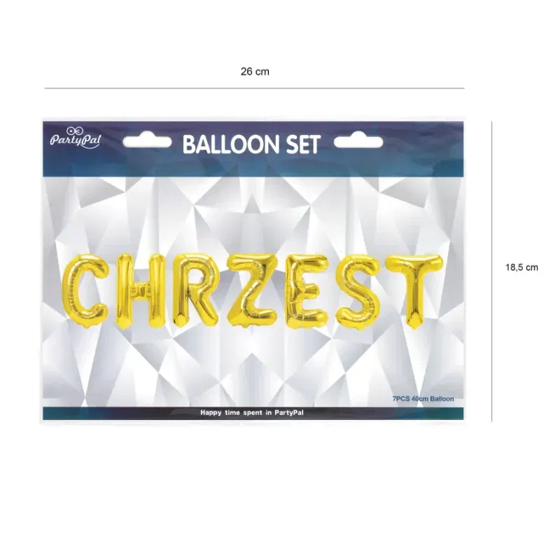 Balon foliowy napis Chrzest złoty zestaw Balon foliowy napis Chrzest złoty zestaw