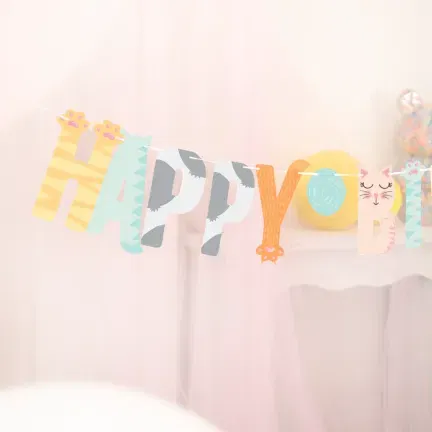 Baner Happy Birthday Kotki 200x18cm