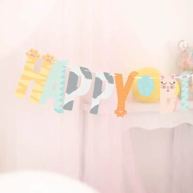 Baner Happy Birthday Kotki 200x18cm