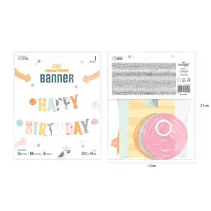 Baner Happy Birthday Kotki 200x18cm