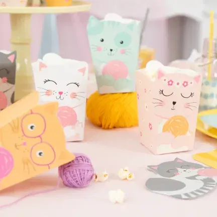 Pudełko na popcorn Kotki 8,5x15cm 6szt. zestaw Pudełko na popcorn Kotki 8,5x15cm 6szt. zestaw